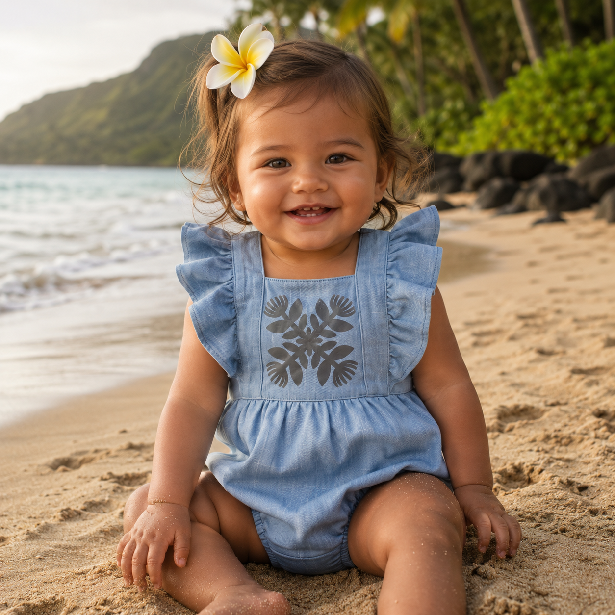 Lehua Kuiki denim romper