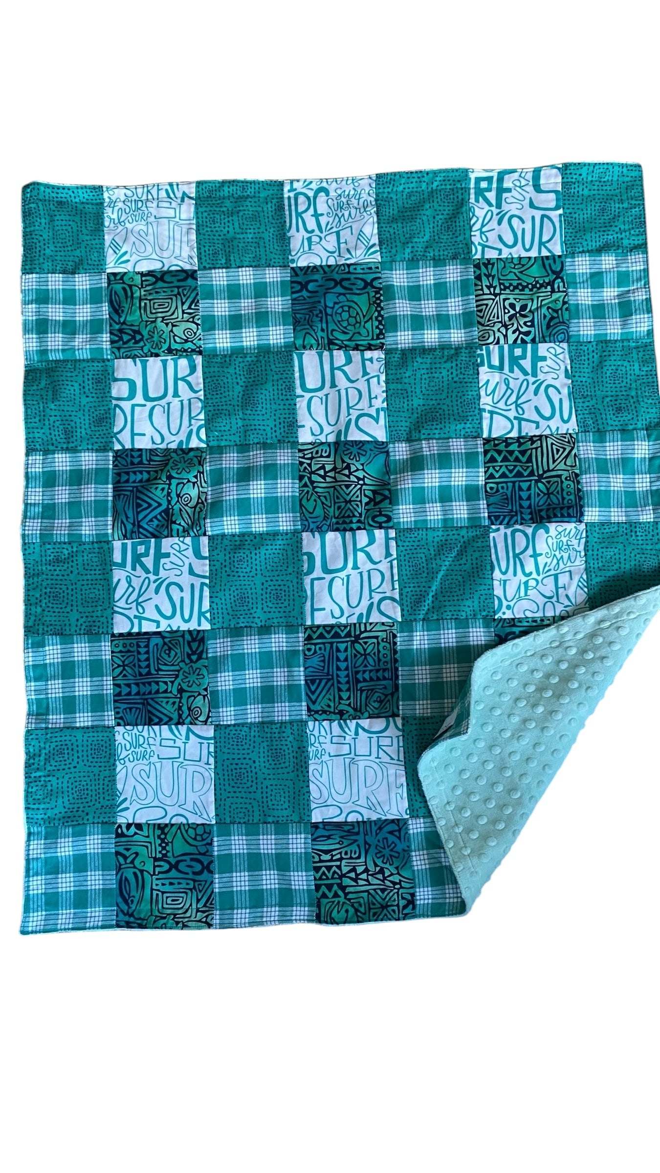 Minky blanket- teal tiki