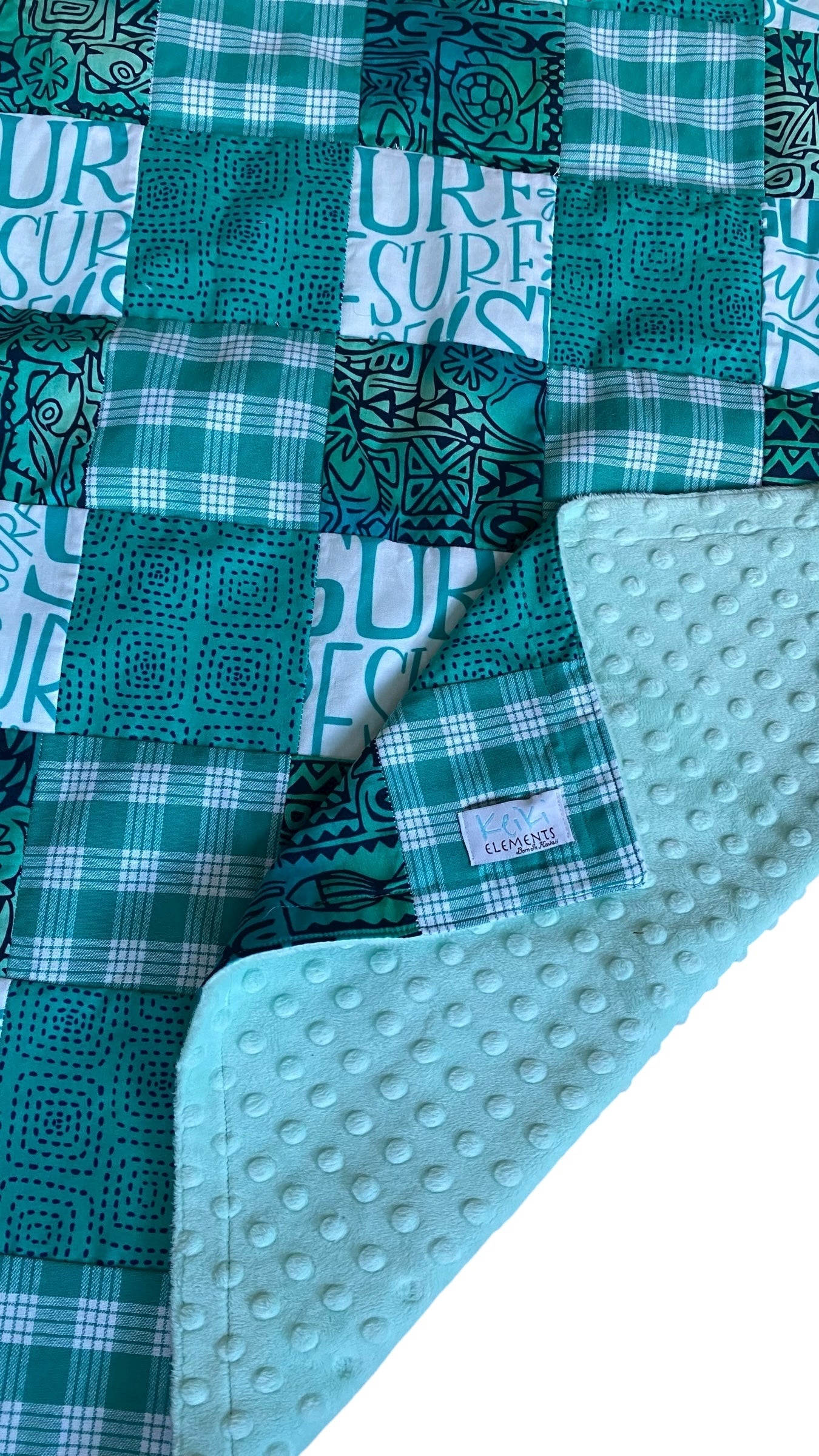 Minky blanket- teal tiki