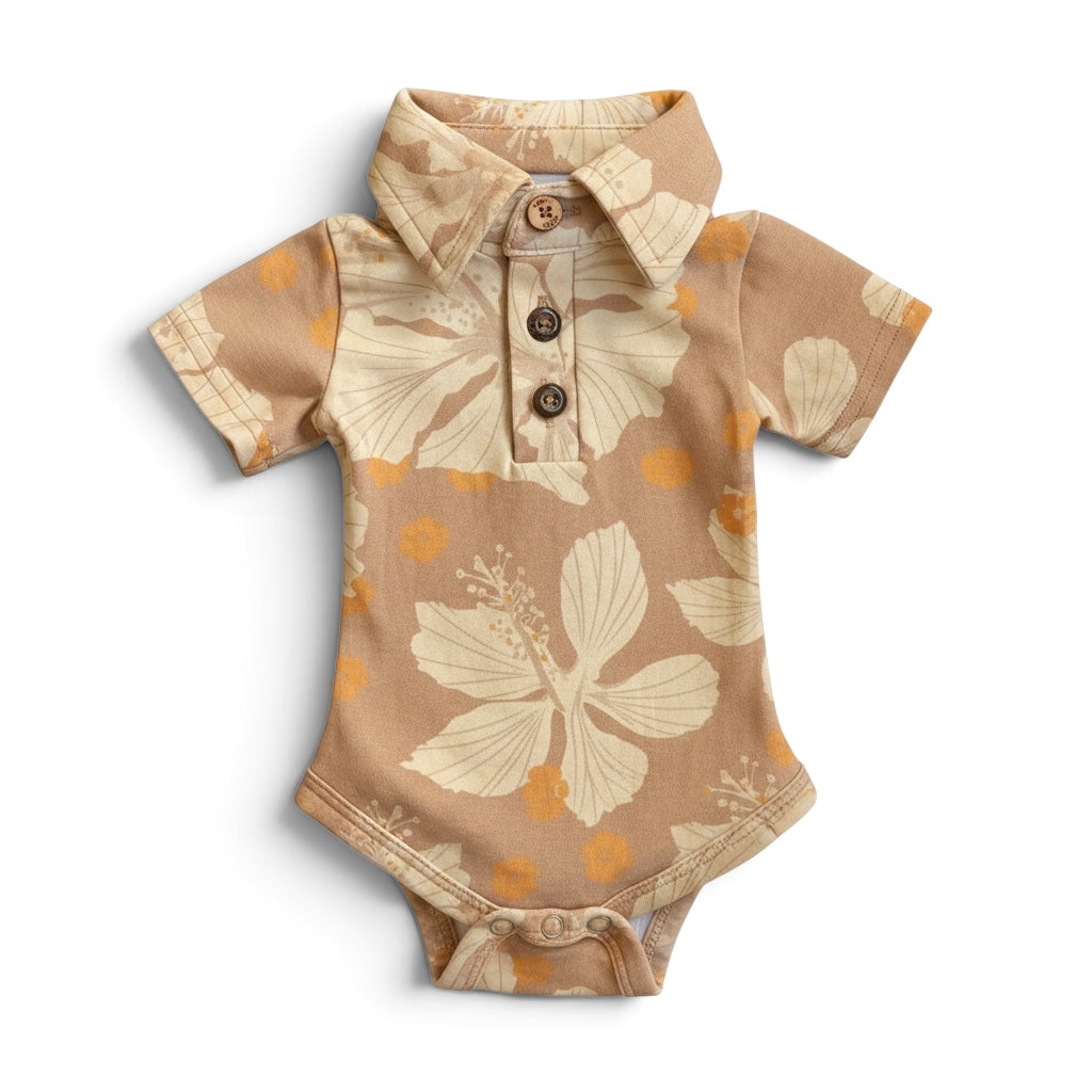 Hibi-blooms onesie polo Mustard