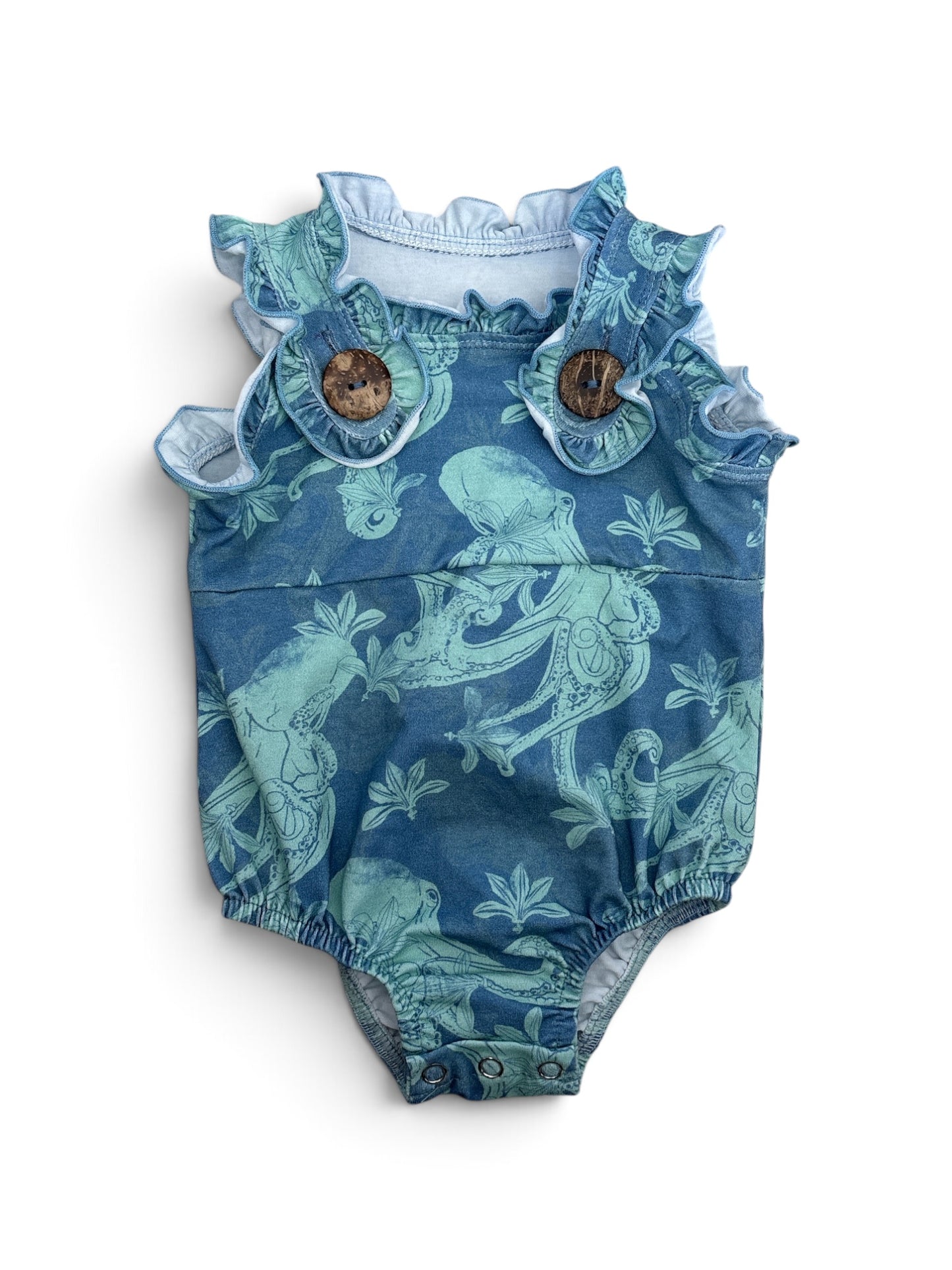 Ruffle overalls- He’e blue
