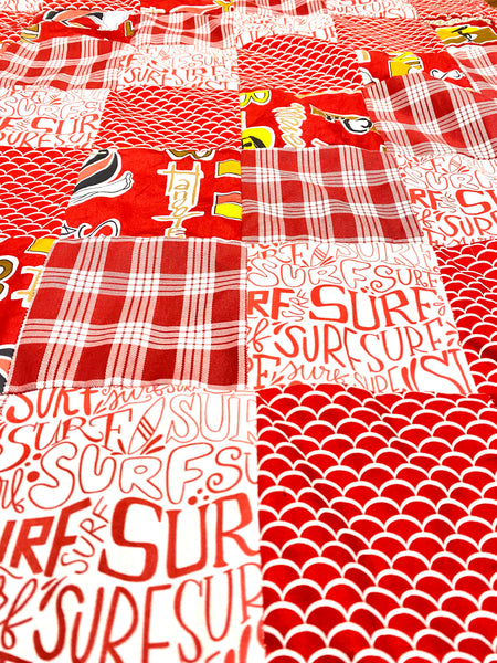 Red Wave minky blanket