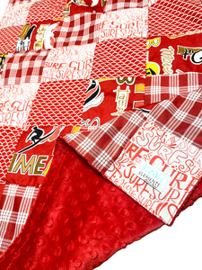 Red Wave minky blanket