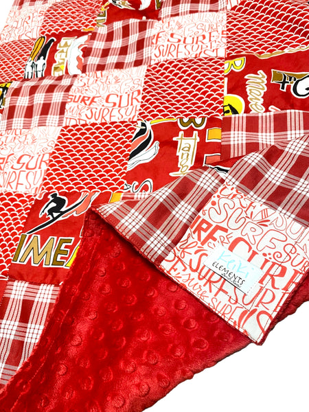 Red Wave minky blanket