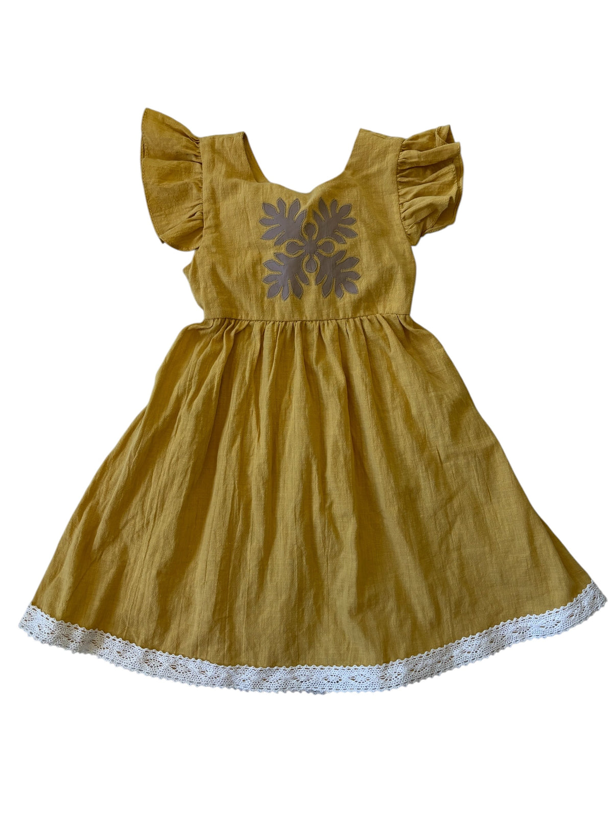 Flutter Dress ulu Mustard-tan