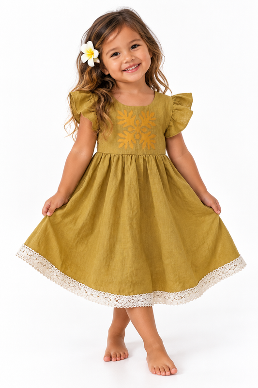 Flutter Dress Ulu-mustard
