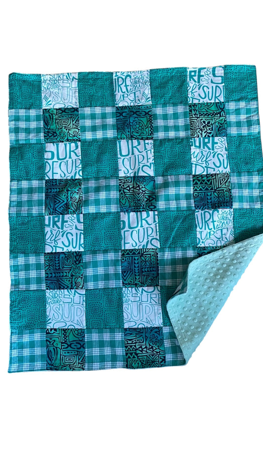 Minky blanket- teal tiki