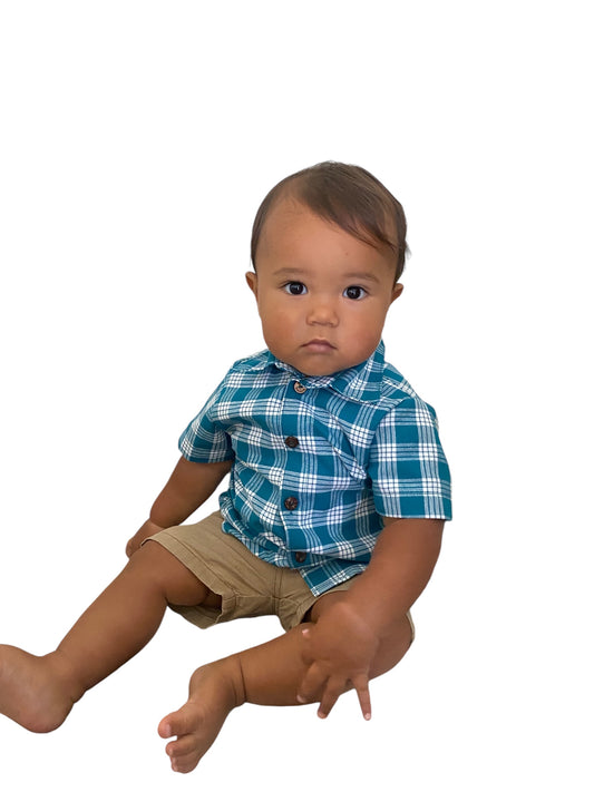 Aloha shirt Teal palaka
