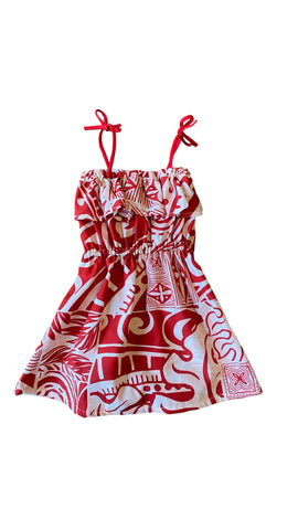 Ruffle dress red tribal