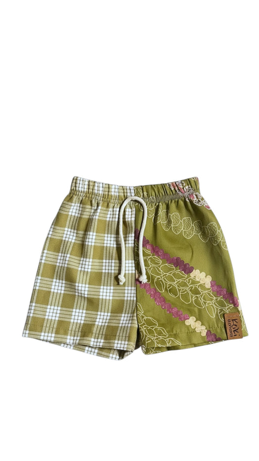 HAPA Shorts olive Palaka•Niihau shell