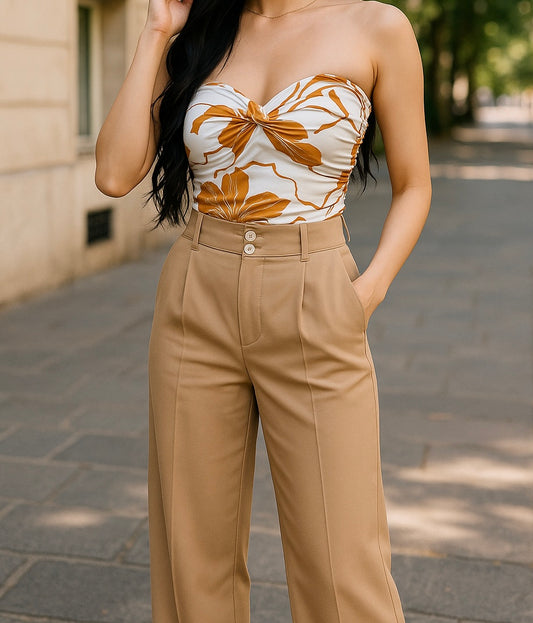 Twisted strapless top mango