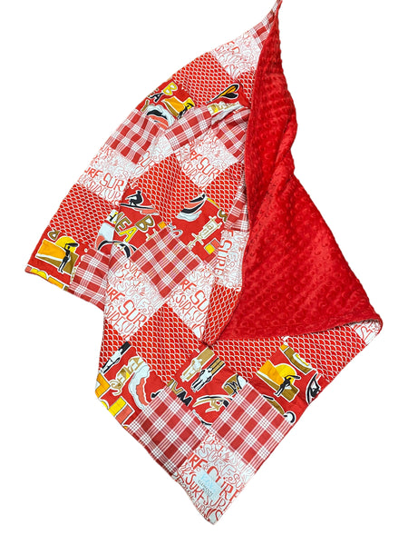Red Wave minky blanket