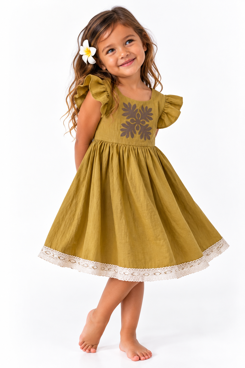 Flutter Dress ulu Mustard-tan