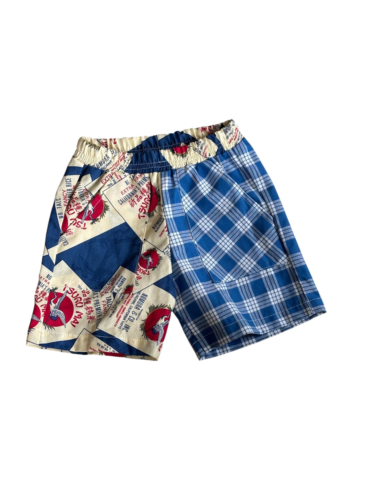 Rice Bag hapa shorts blue palaka
