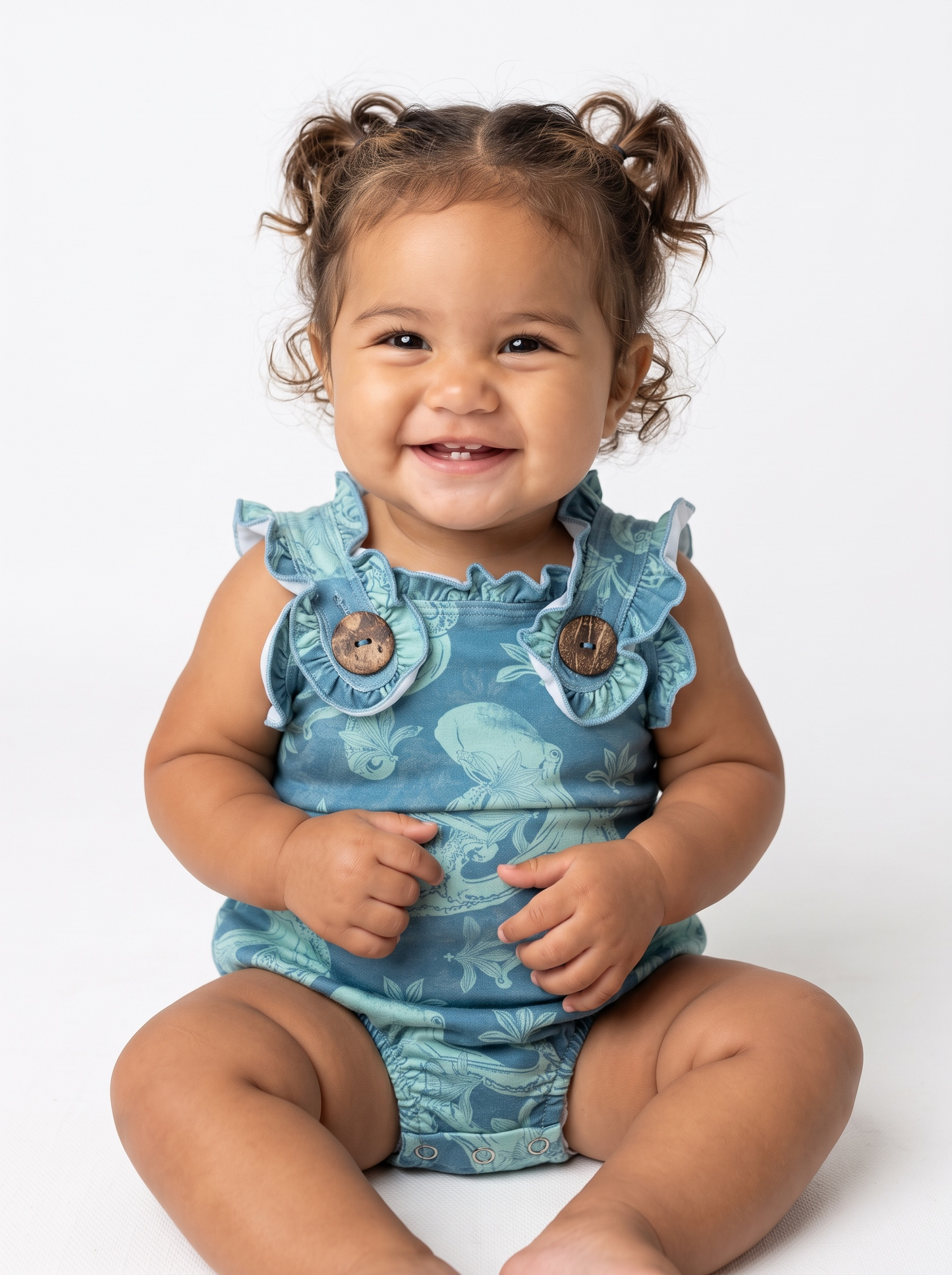 Ruffle overalls- He’e blue