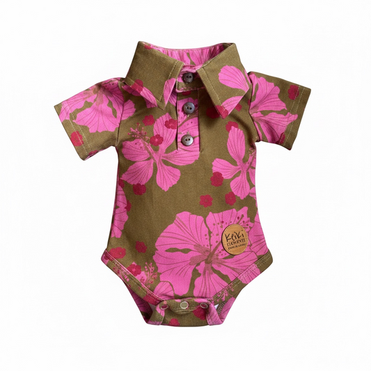 Hibi_blooms onesie polo pink