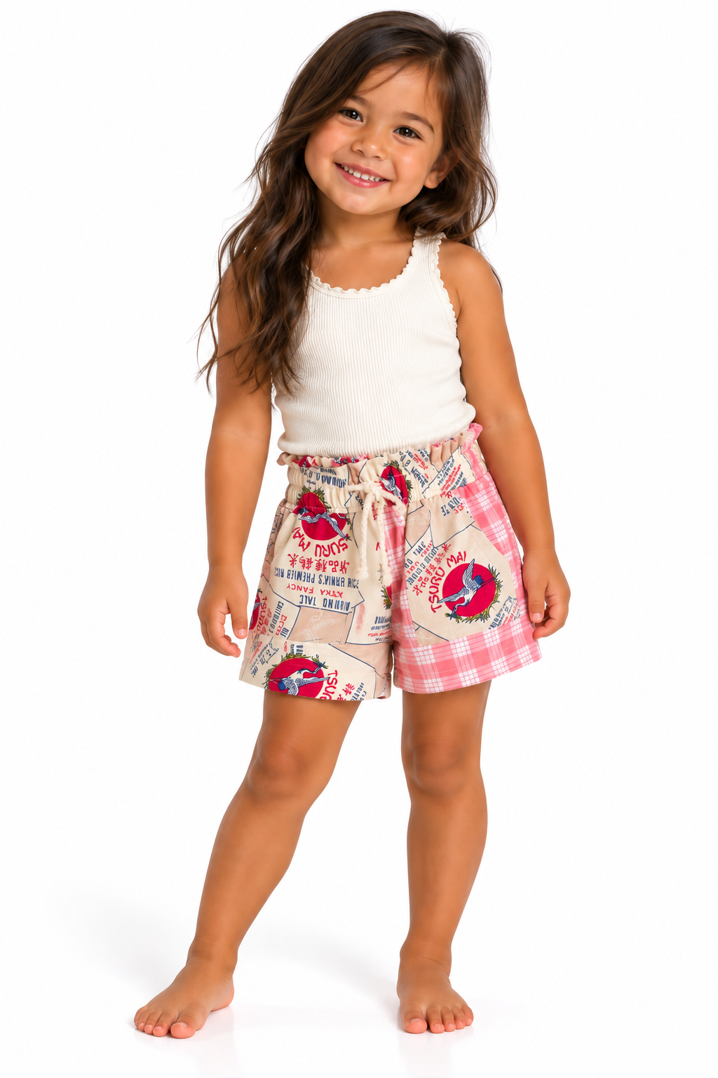 Rice Bag hapa ruffle shorts pink palaka