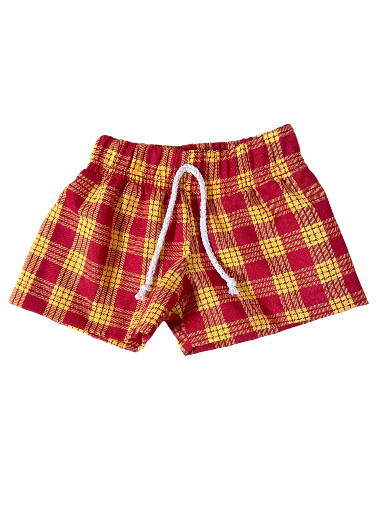 Cotton red & yellow Palaka shorts