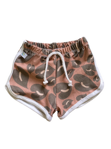 Retro track shorts-Brown leopard